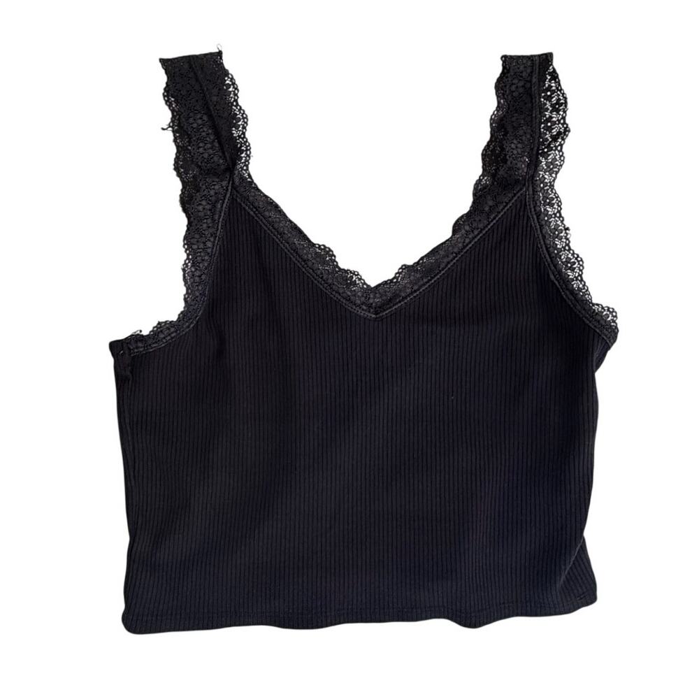 American Eagle Cropped Lace Tank Navy Size M